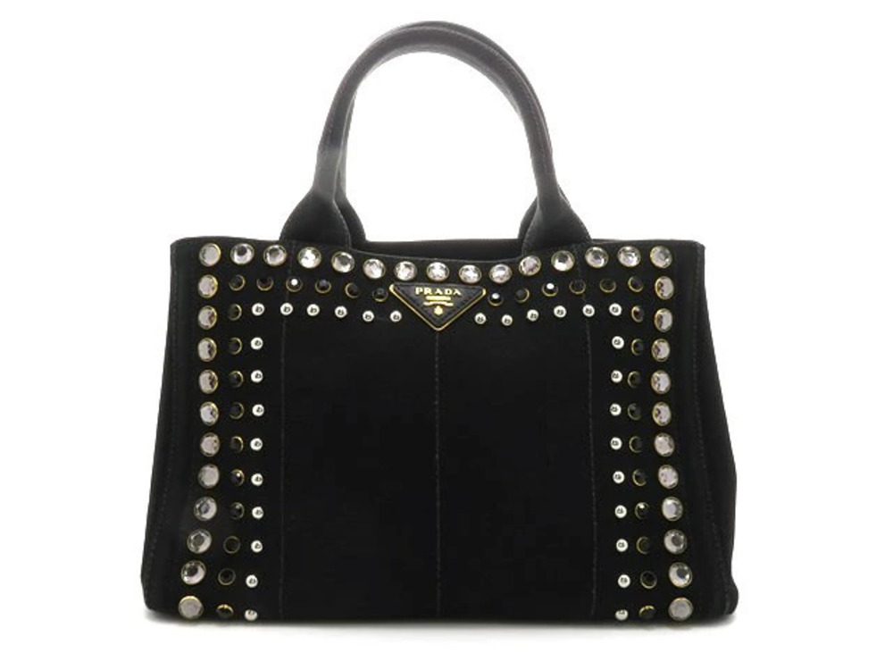 Prada handbag Canapa bejeweled canvas black